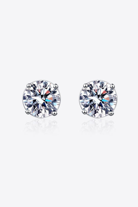Luxurious 2 Carat Moissanite Stud Earrings with Rhodium-Plated Sterling Silver