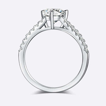 Triangle-Cut Moissanite and Zircon Accent Ring in Sterling Silver - Sophisticated Statement Piece