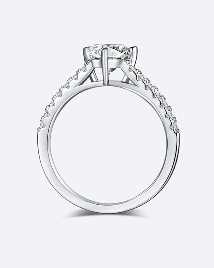 Triangle-Cut Moissanite and Zircon Accent Ring in Sterling Silver - Sophisticated Statement Piece