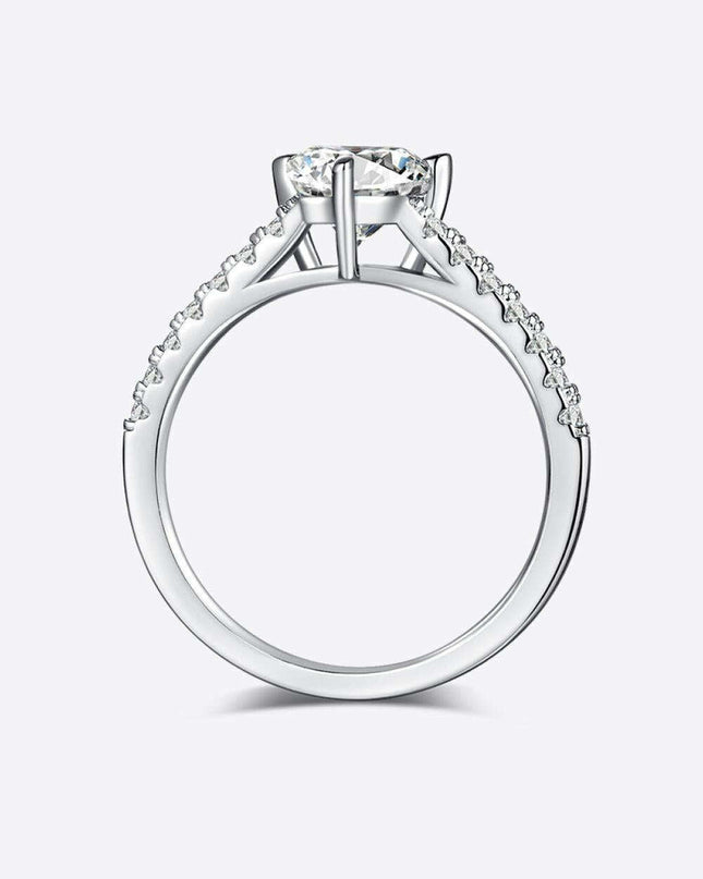 Triangle-Cut Moissanite and Zircon Accent Ring in Sterling Silver - Sophisticated Statement Piece