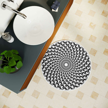 Circle Illusion Abstract Polyester Bathroom Mat
