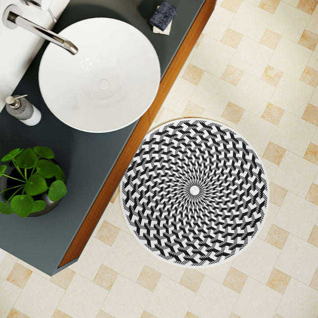 Circle Illusion Abstract Polyester Bathroom Mat