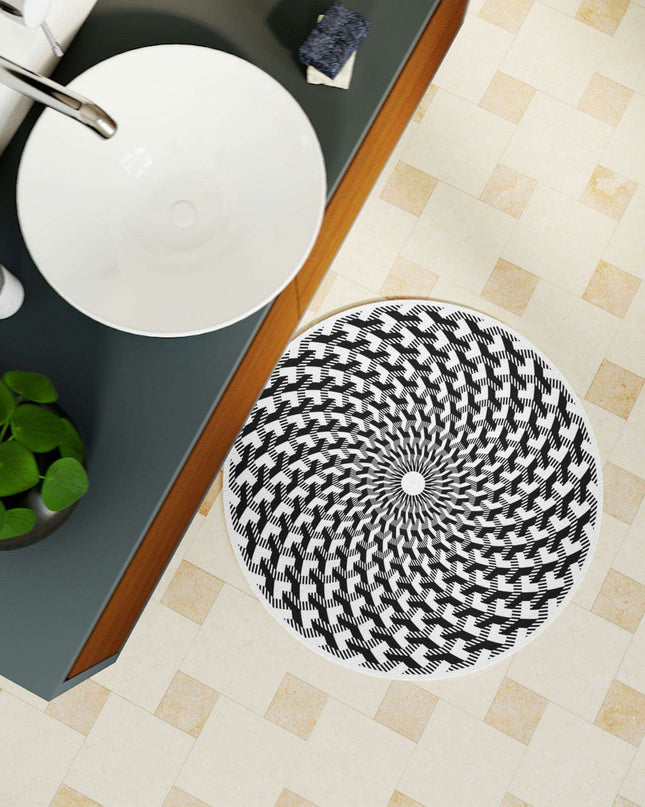 Circle Illusion Abstract Polyester Bathroom Mat