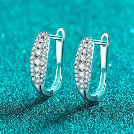 Sleek Sterling Silver Moissanite Earrings with Rhodium Finish: A Classic Statement Piece