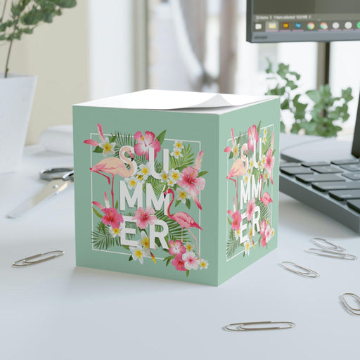 Customizable Tropical Sticky Note Cube for Personalized Workspace