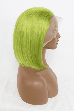 12" 140g Lace Front Wigs Human Hair in Lime 150% Density-Beauty & Personal Care›Hair Care›Hair Extensions & Wigs-Très Fancy-Lime-One Size-Très Elite