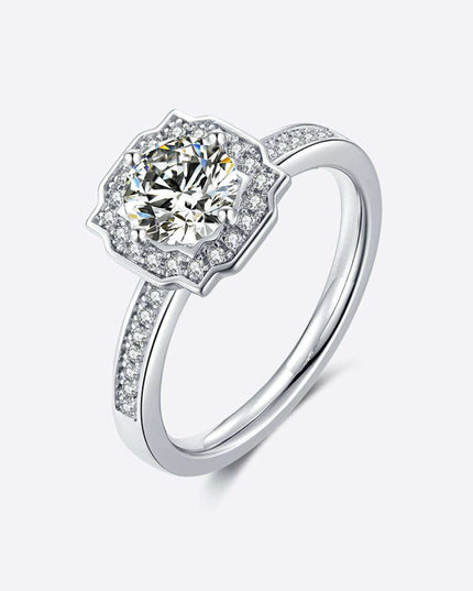 Brilliant Sterling Silver Halo Ring with Lab-Created Diamonds