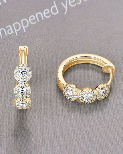 Timeless Elegance: Sterling Silver Huggie Earrings with Radiant Lab-Diamonds