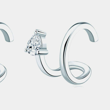 Elegant Moissanite Silver Cuff Earrings - Timeless Luxury with Warranty