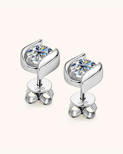 1 Carat Elegant Moissanite Earrings in Sterling Silver - Platinum/Gold-Plated Gift Set