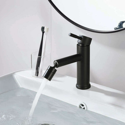 360° Rotating Matte Black Bathroom Sink Faucet with Dual Water Flow Modes