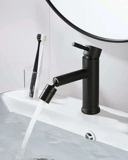 360° Rotating Matte Black Bathroom Sink Faucet with Dual Water Flow Modes