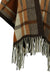Fringe Trim Plaid Cape with Cloak Sleeves