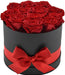 Elegant Red Rose Bouquet in Round Display Case - 12 Stems