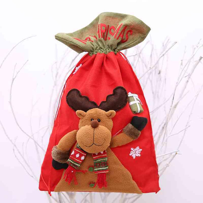 Festive Holiday Drawstring Gift Pouch