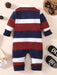 Striped Winter Baby Jumpsuit with Collared Neck