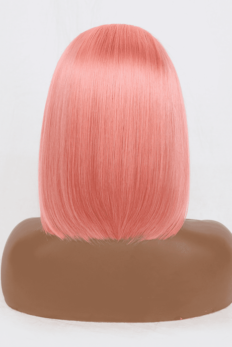 12" 165g Lace Front Wigs Human Hair in Rose Pink 150% Density-Beauty & Personal Care›Hair Care›Hair Extensions & Wigs-Très Fancy-Rose Pink-One Size-Très Elite
