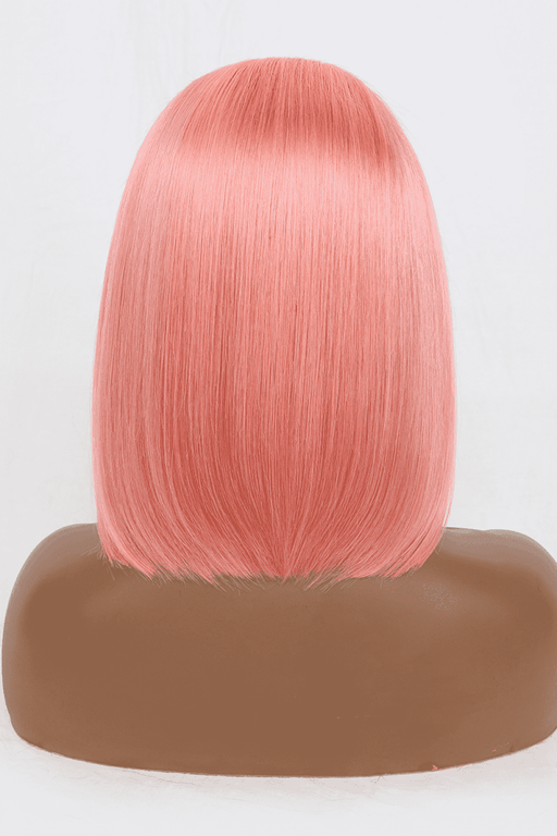 Rose Pink Bob Lace Front Wig - Premium Human Hair with 150% Density