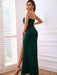 Elegant Strapless Maxi Dress with Chic Split Seam Detail