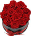 Everlasting Romance: 12 Stem Preserved Red Rose Bouquet in Elegant Round Case