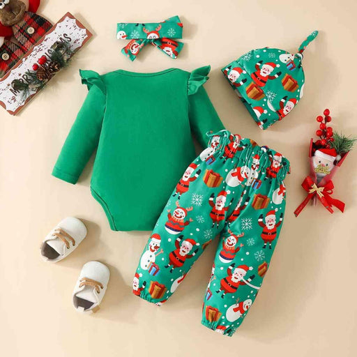 Festive Santa Baby Outfit Set with Ruffled Details