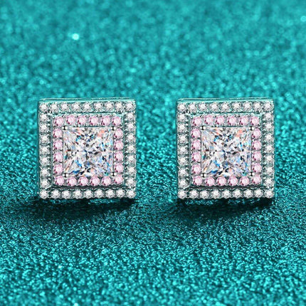 Elegant Geometric Moissanite Square Earrings - Timeless Luxury