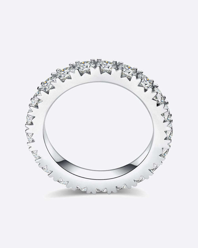 Timeless Radiance Lab-Created Diamond and Moissanite Silver Eternity Band