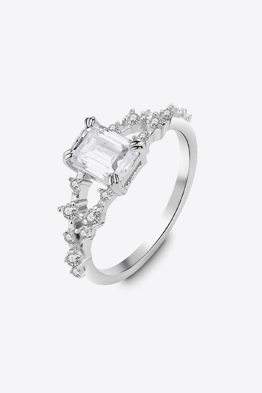 1 Carat Lab-Diamond Split Shank Ring with Zircon Accents - Dazzling Moissanite Brilliance
