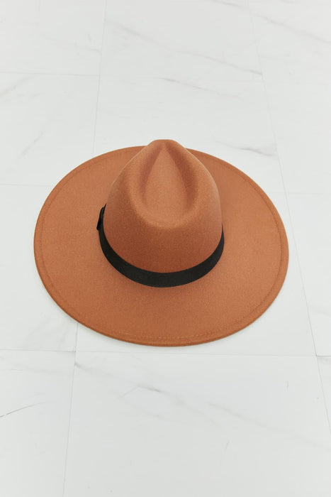 Sophisticated Tan Fedora with Black Ribbon Accent