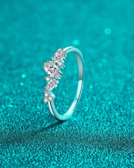 Brilliant Moissanite Sterling Silver Ring: Exquisite Rhodium-Plated Luxury