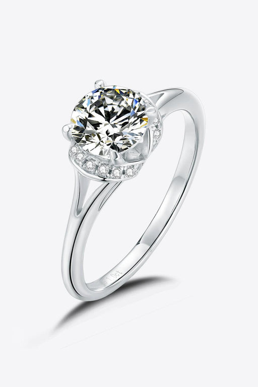 Elegant Lab Grown Diamond Split Shank Ring with Moissanite Accents and Sterling Silver Construction