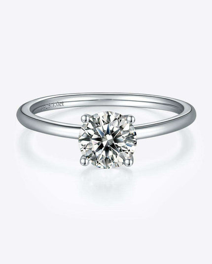 Elegant 1 Carat Platinum-Plated Lab-Diamond Sterling Silver Ring