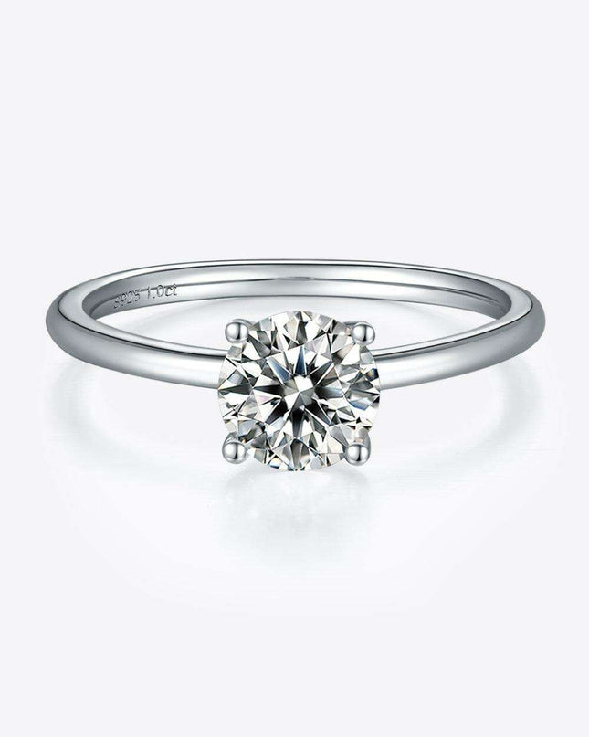 Elegant 1 Carat Platinum-Plated Lab-Diamond Sterling Silver Ring