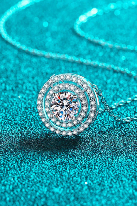 Radiant Moissanite Sterling Silver Necklace with Zircon Accents - Luxurious Simplicity