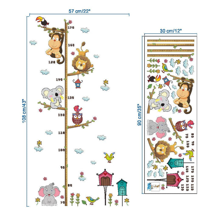 Kids Growth Tracker Cartoon Height Measurement Wall Decal