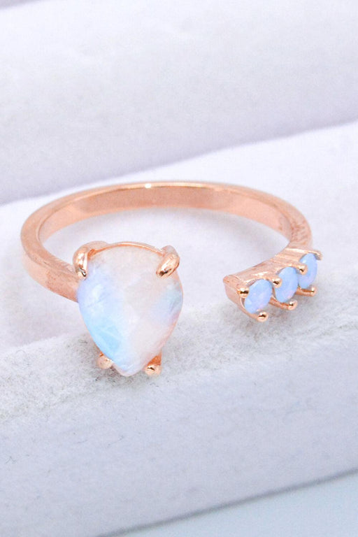 Rose Gold Moonstone Teardrop Ring crafted in Sterling Silver