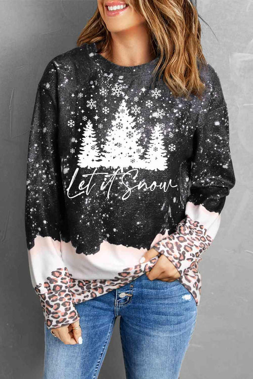 Let It Snow Snow Leopard Cozy Graphic Sweatshirt