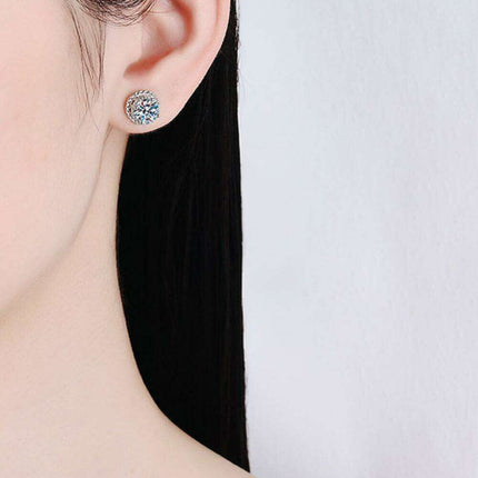 Sleek Rhodium-Plated Sterling Silver Stud Earrings with 1 Carat Lab-Grown Diamonds