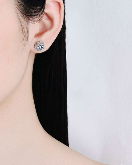 Sleek Rhodium-Plated Sterling Silver Stud Earrings with 1 Carat Lab-Grown Diamonds