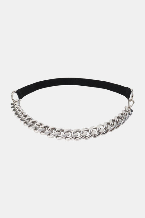 Upgrade Your Style with the Imported Half Alloy Chain Elastic Belt