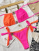 Chic Bow Accent Color Block Halter Bikini Set