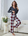 Cozy Plaid Lounge Set with Button-Up Top and Matching Pants