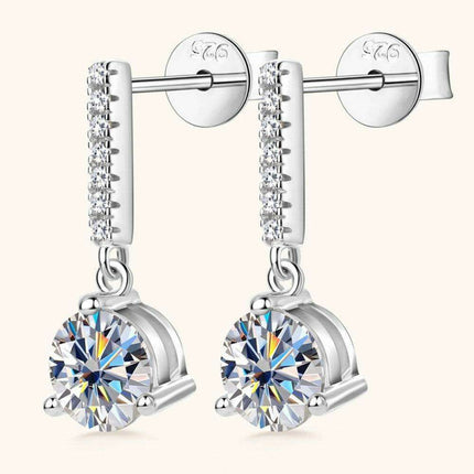 2 Carat Lab-Grown Diamond Sterling Silver Drop Earrings with Zircon Details - Luxurious Elegance