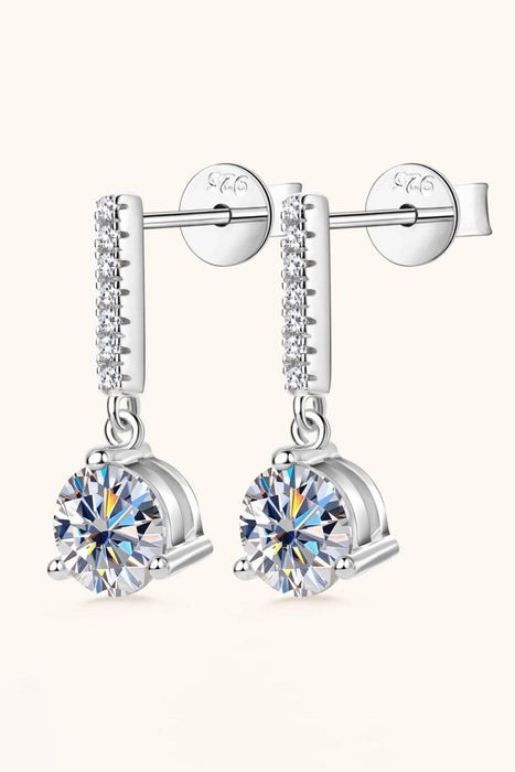 2 Carat Moissanite Sterling Silver Drop Earrings with Zircon Accents - Elegant Shimmer