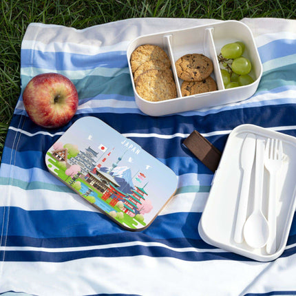 Stylish Personalized Bento Lunch Box with Chic Wooden Cover - Ideal for Meals on the Move