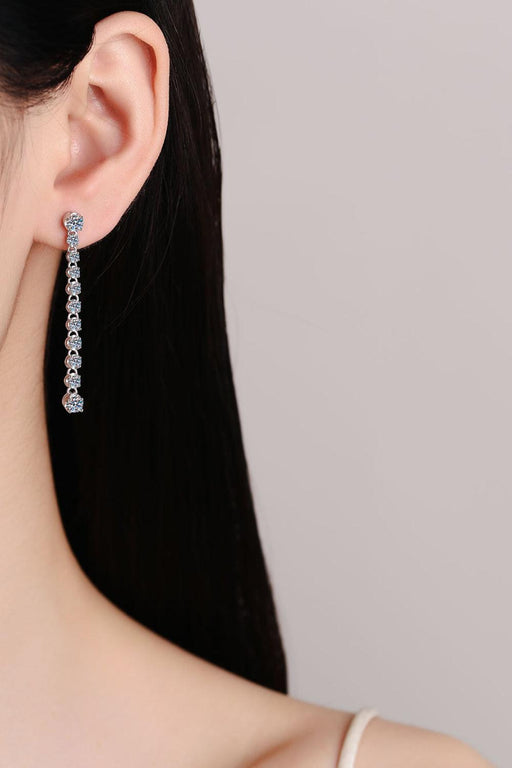 1.18 Carat Moissanite Sterling Silver Long Earrings