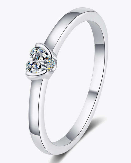 Radiant Heart Lab-Diamond Ring in Platinum-Plated Sterling Silver