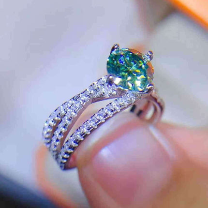 Stunning 1 Carat Moissanite Sterling Silver Ring with Zircon Details - Ultimate Luxury and Radiance