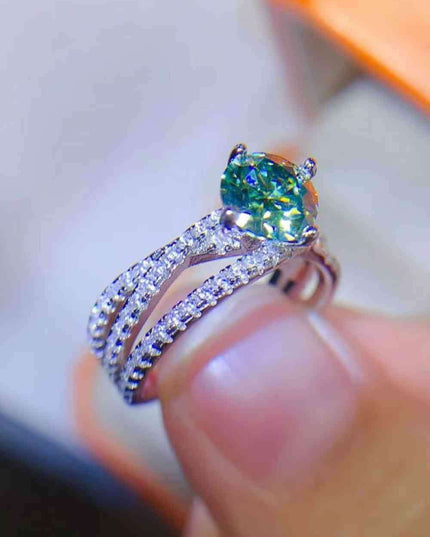Stunning 1 Carat Moissanite Sterling Silver Ring with Zircon Details - Ultimate Luxury and Radiance