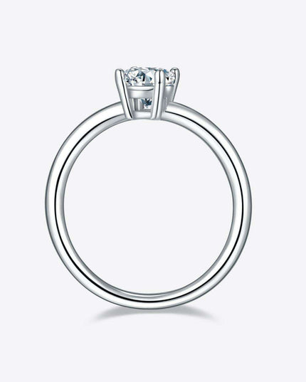 Elegant 1 Carat Platinum-Plated Lab-Diamond Sterling Silver Ring